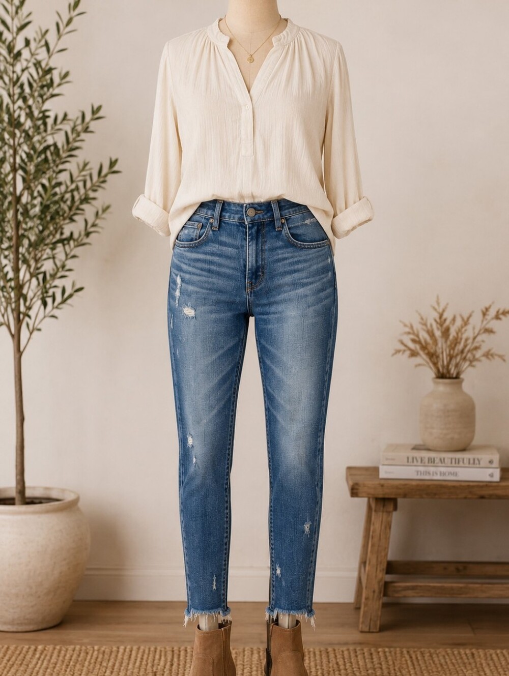 Moussy Vintage x Barneys NY Distressed Raw Hem Jeans Sz 26 NWT Japan